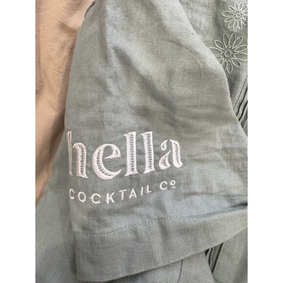 Dandy Del Mar Mens XS Green Brisa Cuban Short Sleeve + Pants Linen Embroidered - Picture 13 of 16